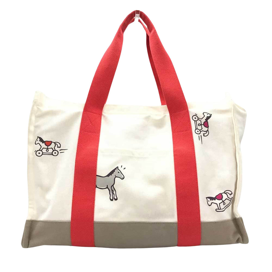 Hermes Horse Print Canvas Tote Casual Tote Bag