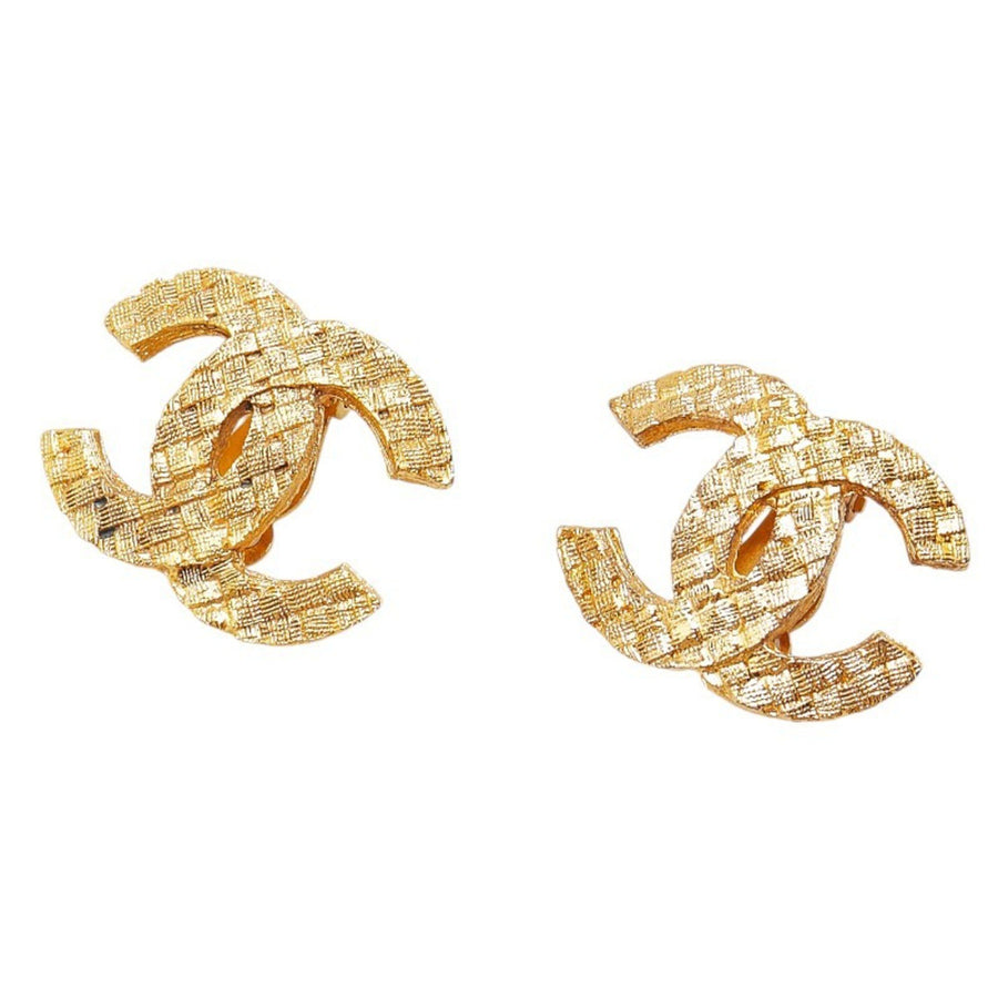 Chanel Woven CC Logo Clip Earrings