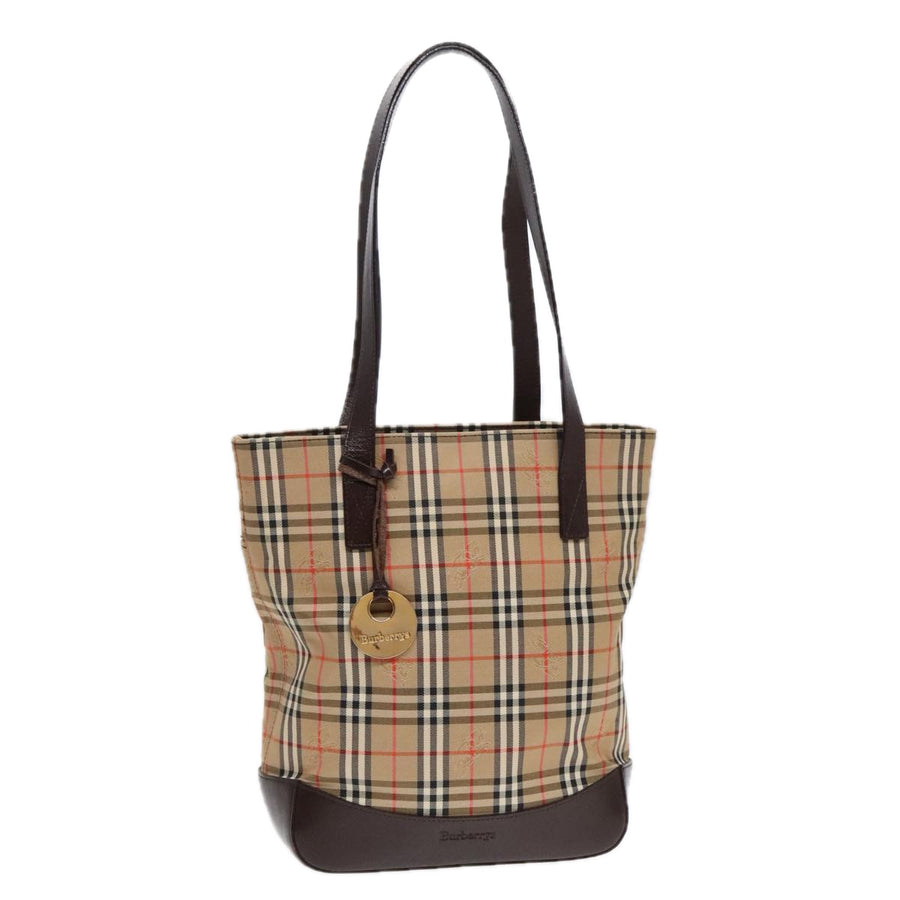 Burberry Beige and Brown Canvas Tote Bag