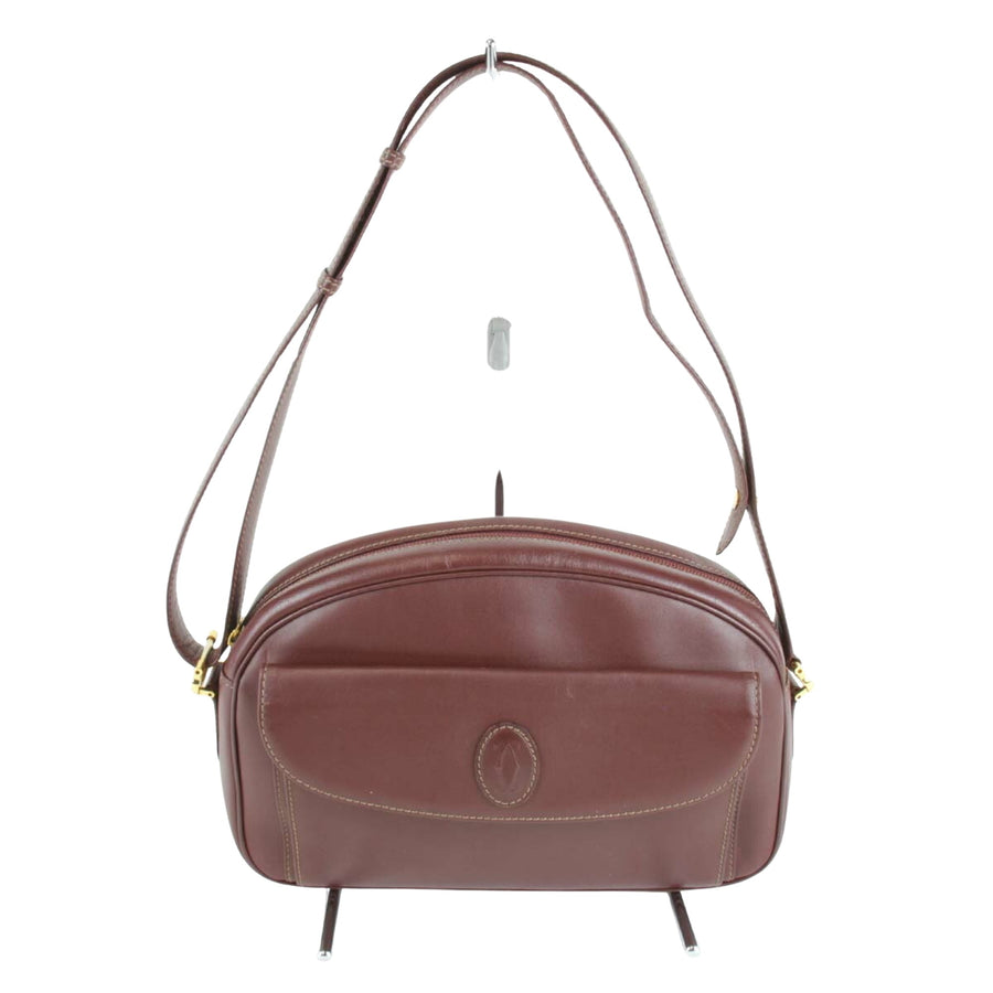 Cartier Vintage Leather Shoulder Bag  Marron
