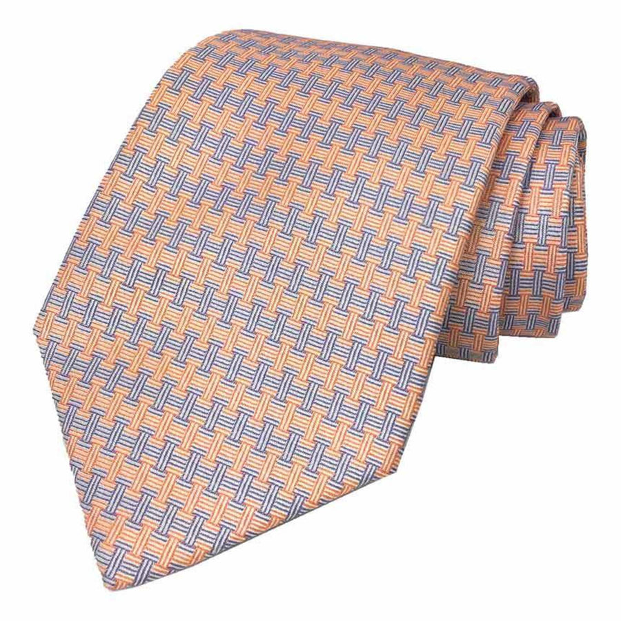 Hermes Woven Silk Tie Orange Blue