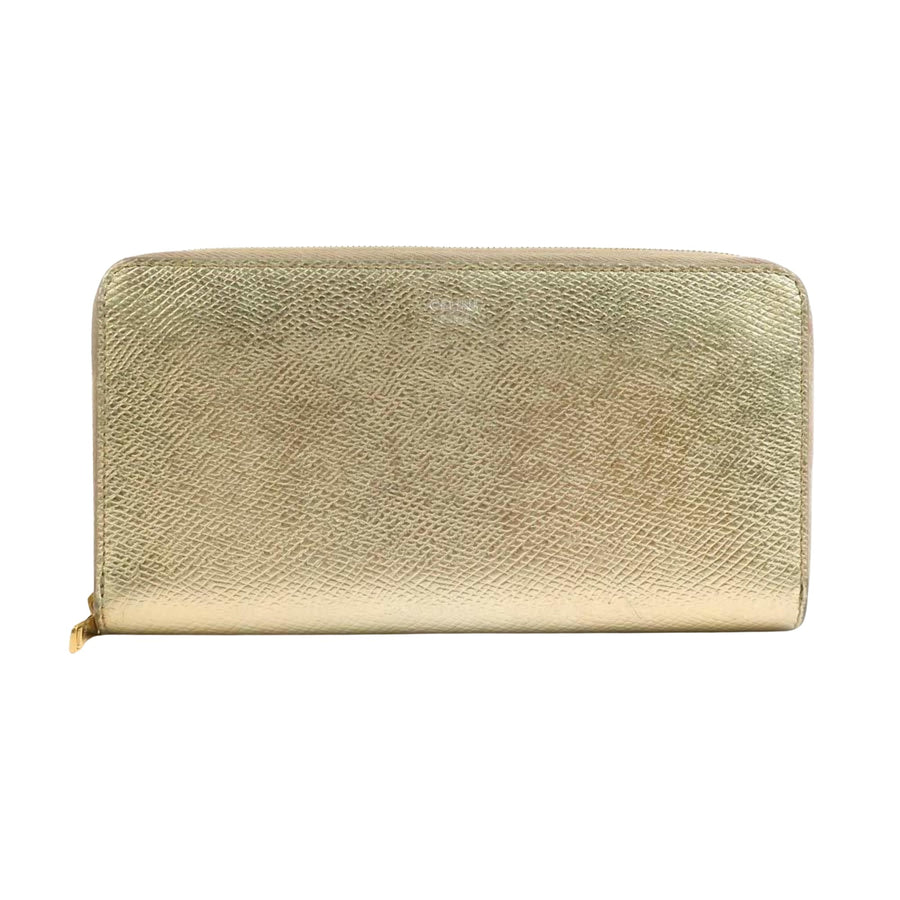 Celine Zip Around Wallet  Gold