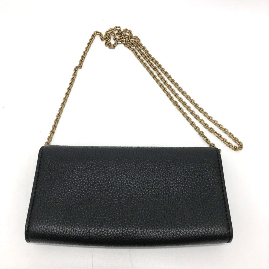 Dior Dior Caro Chain Wallet Black Leather
