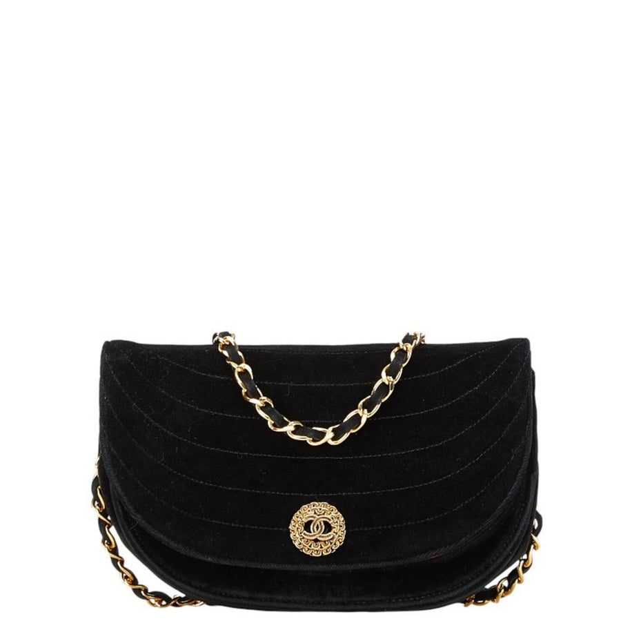 Chanel Velvet Quilted Shoulder Bag Classic Flap