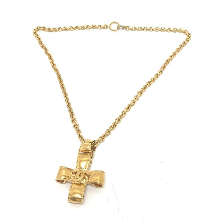Chanel Gold Cross Pendant Necklace