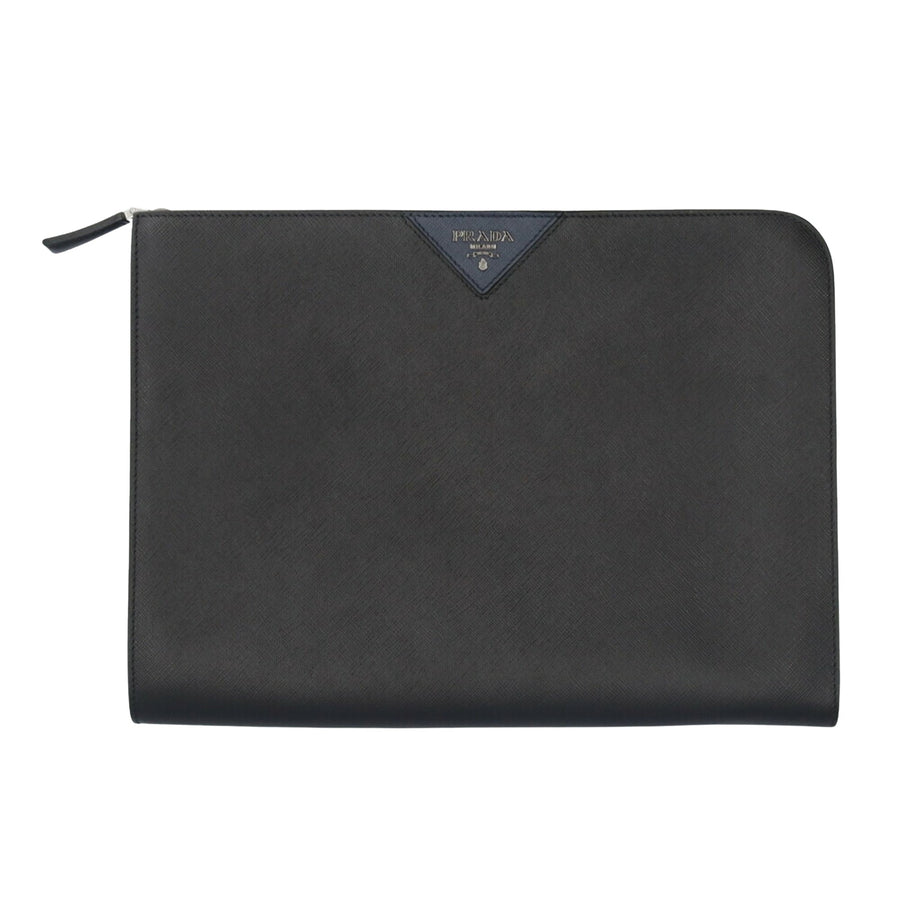 Prada Saffiano Leather Zip Clutch