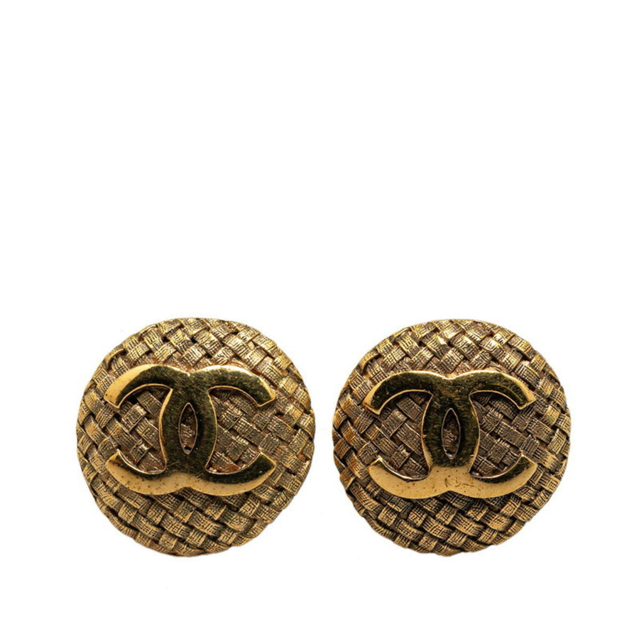 Chanel Woven CC Logo Earrings Gold