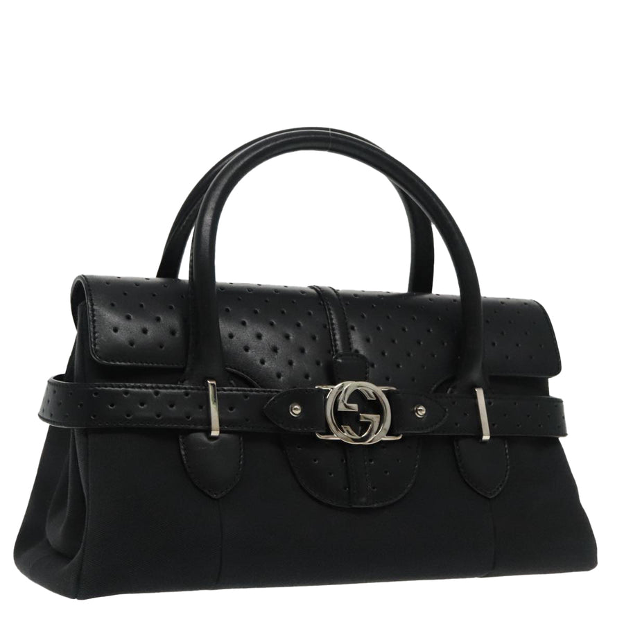 Gucci Horsebit 1955 Shoulder Bag Perforated Leather Black