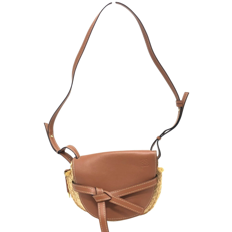 Loewe Gate Mini Raffia Leather Bag