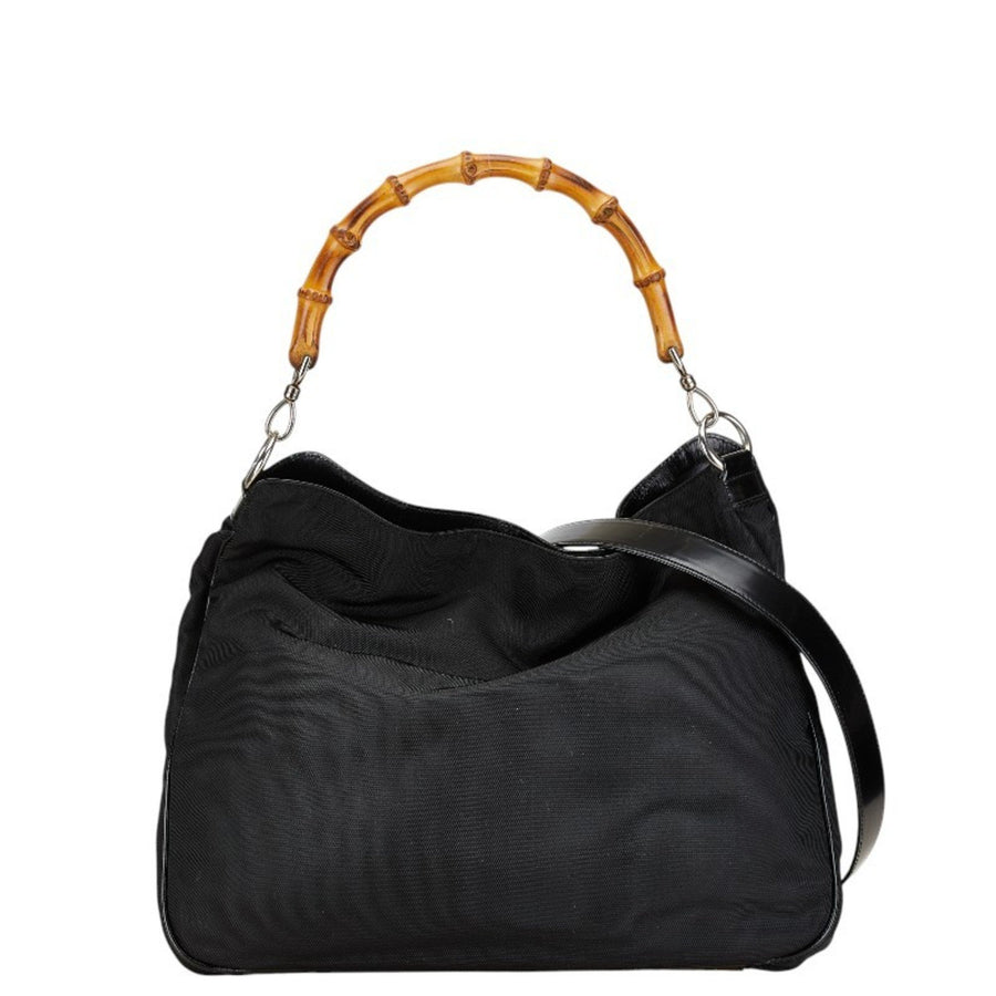 Gucci Bamboo Shopper Black Nylon Tote
