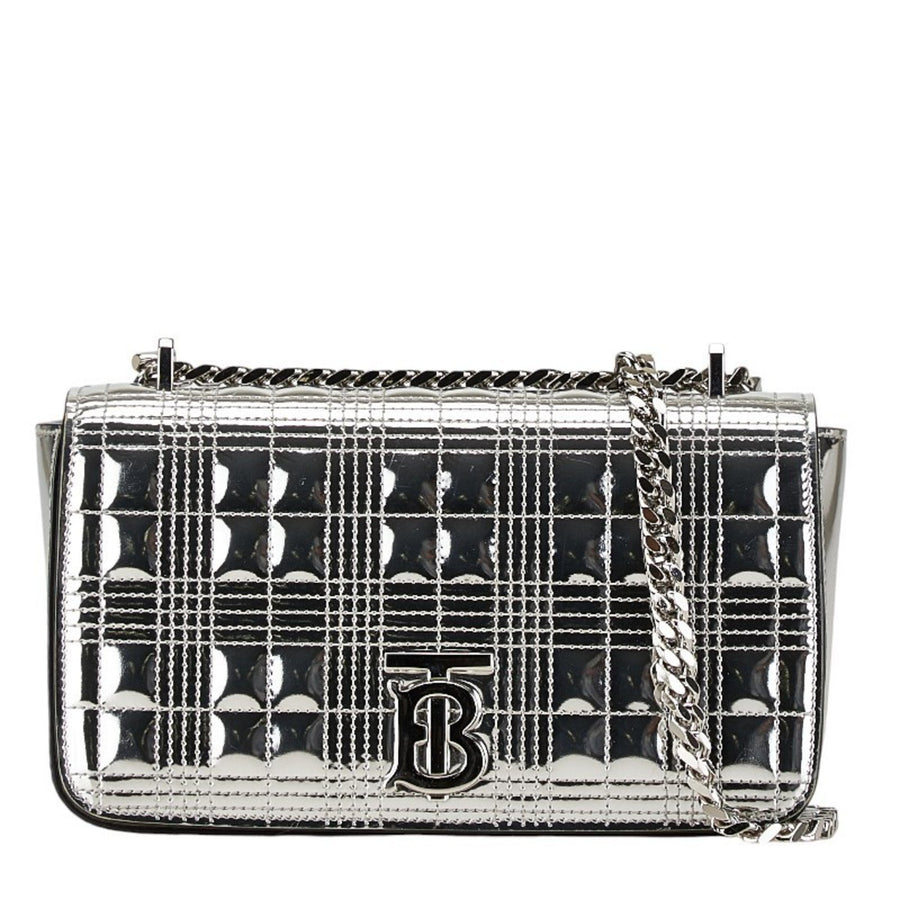 Burberry Lola Bag Silver Quilted Metallic Check