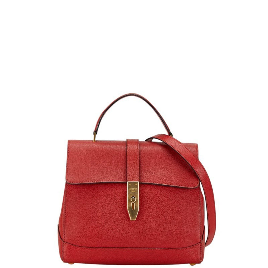Celine mall Caba Red Grained Leather