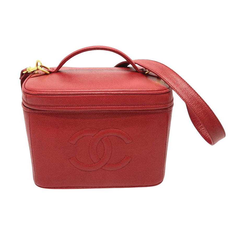 Chanel Vanity Case Red Caviar Leather