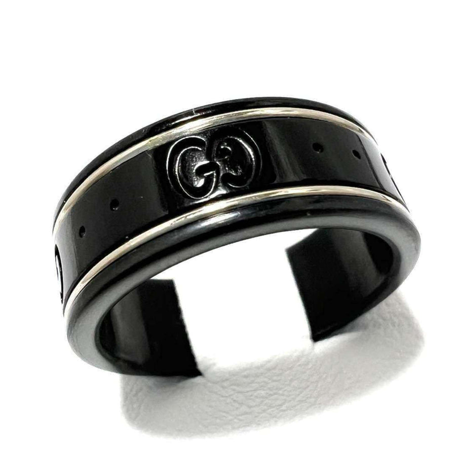 Gucci Black Resin Ring GG Logo Model