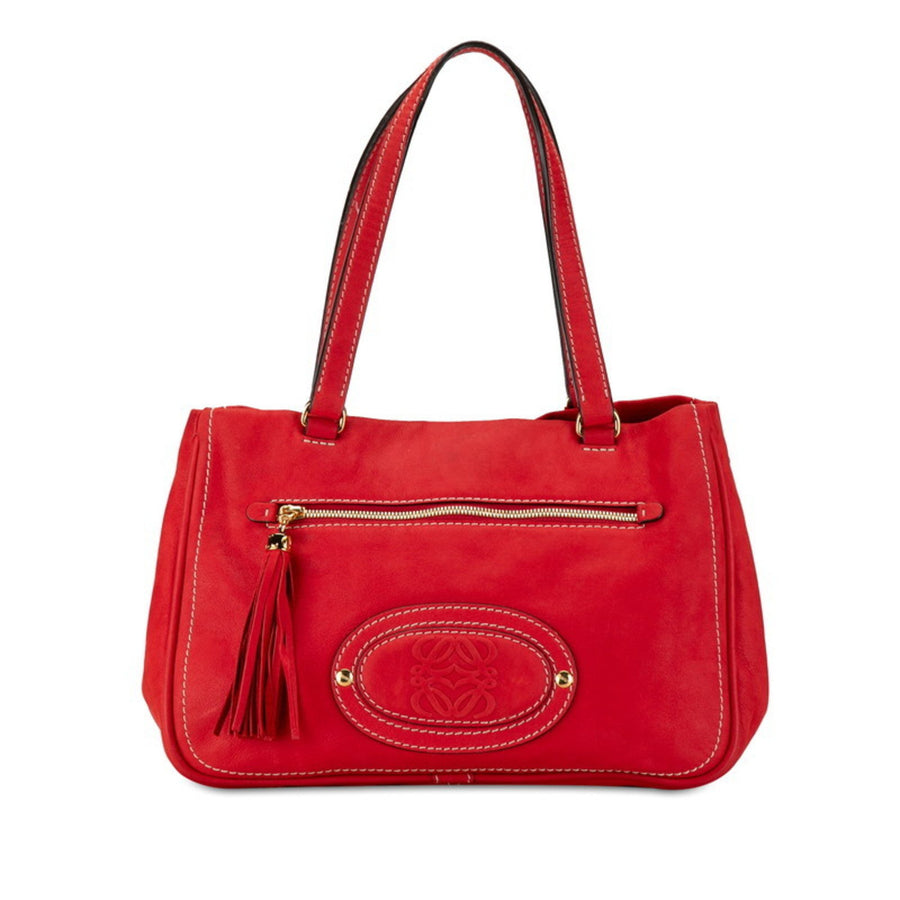 Loewe Gate Small Top Handle Bag Red Suede