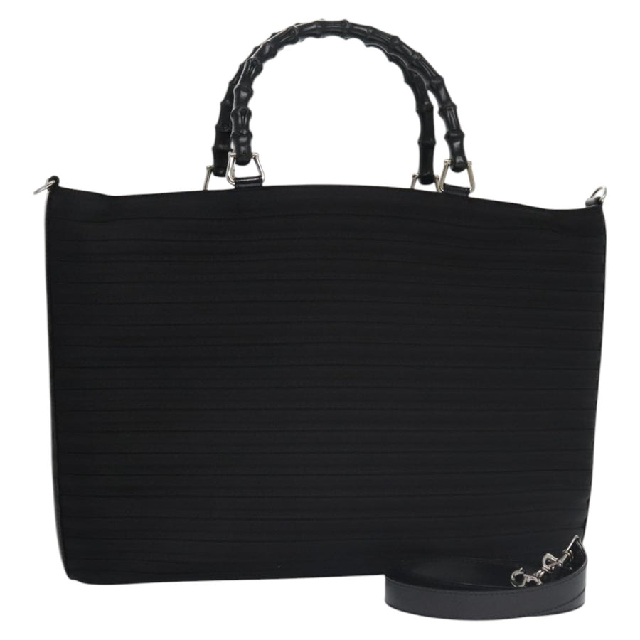 Gucci Bamboo Shopper Tote Black Pleated