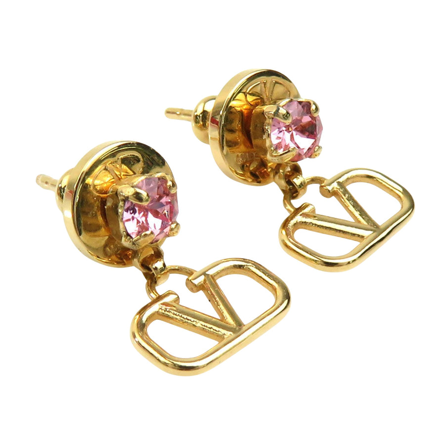 Valentino VLOGO Pink Crystal Drop Earrings