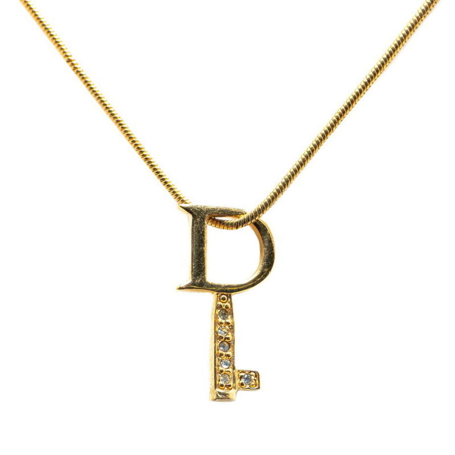 Dior D Initial Key Necklace Gold