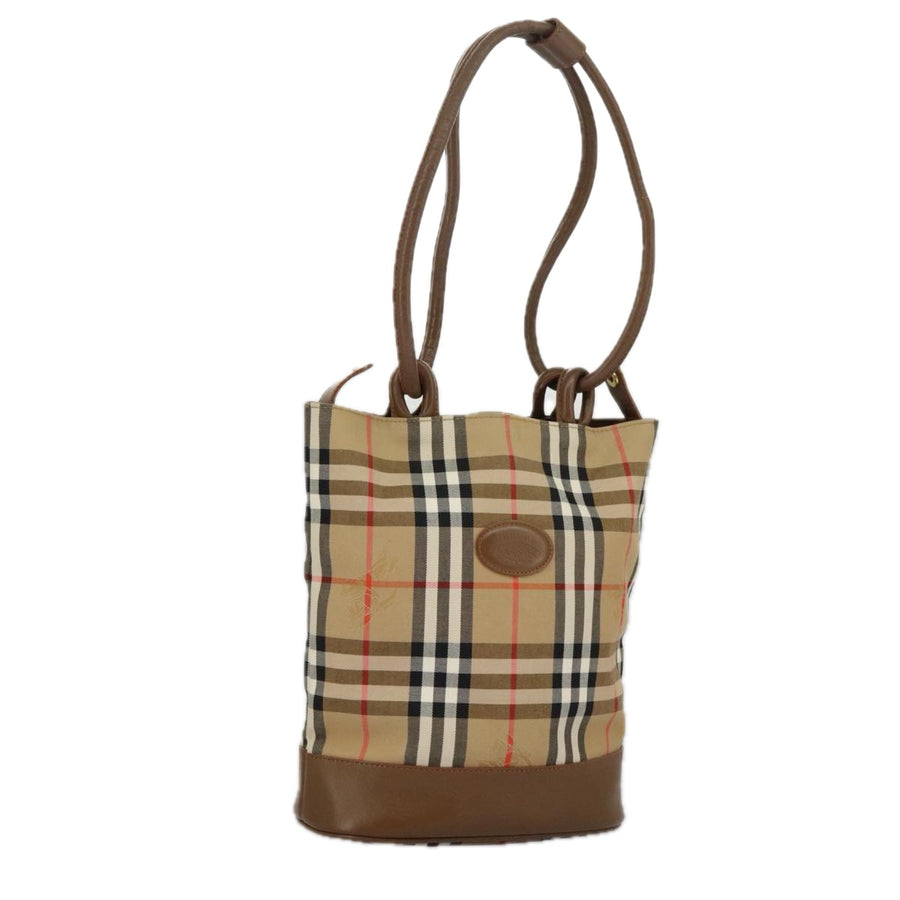 Burberry Check Tote Bag Leather Trim