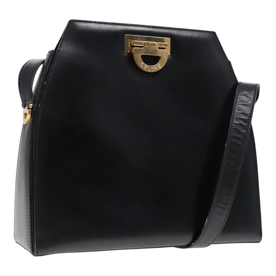 Celine Vintage Leather Shoulder Bag Black