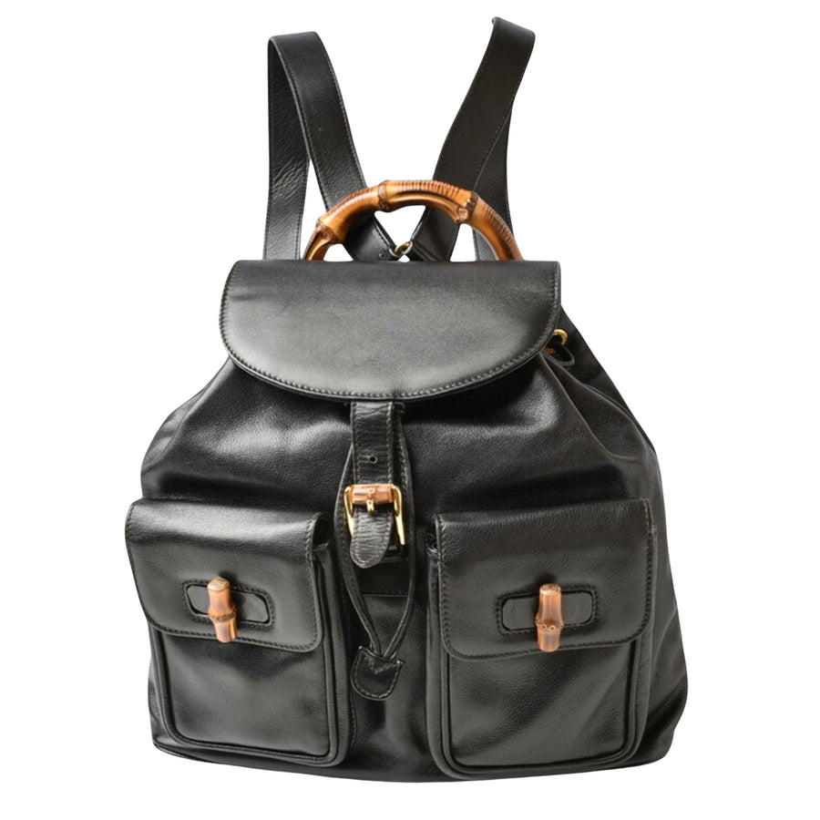 Gucci Leather Backpack Bamboo Model