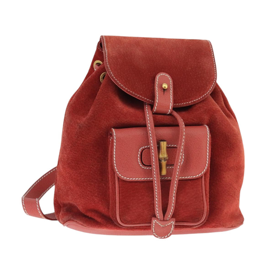 Gucci Mini Suede Backpack Bamboo Closure