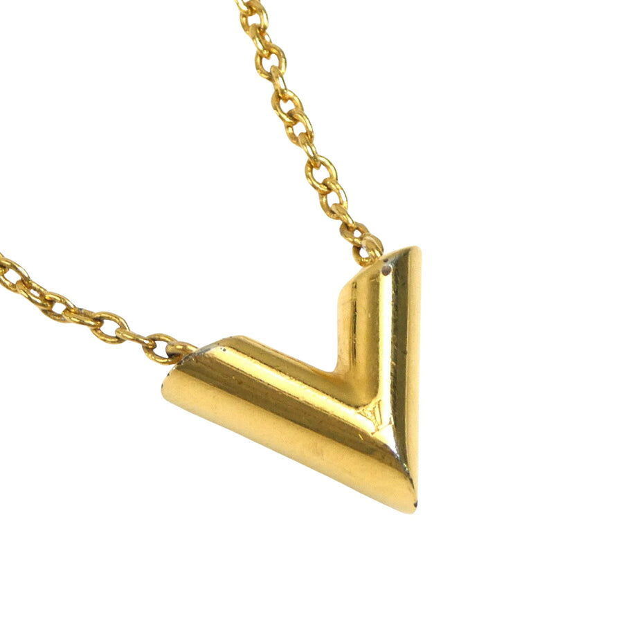 Louis Vuitton V Pendant Necklace Gold