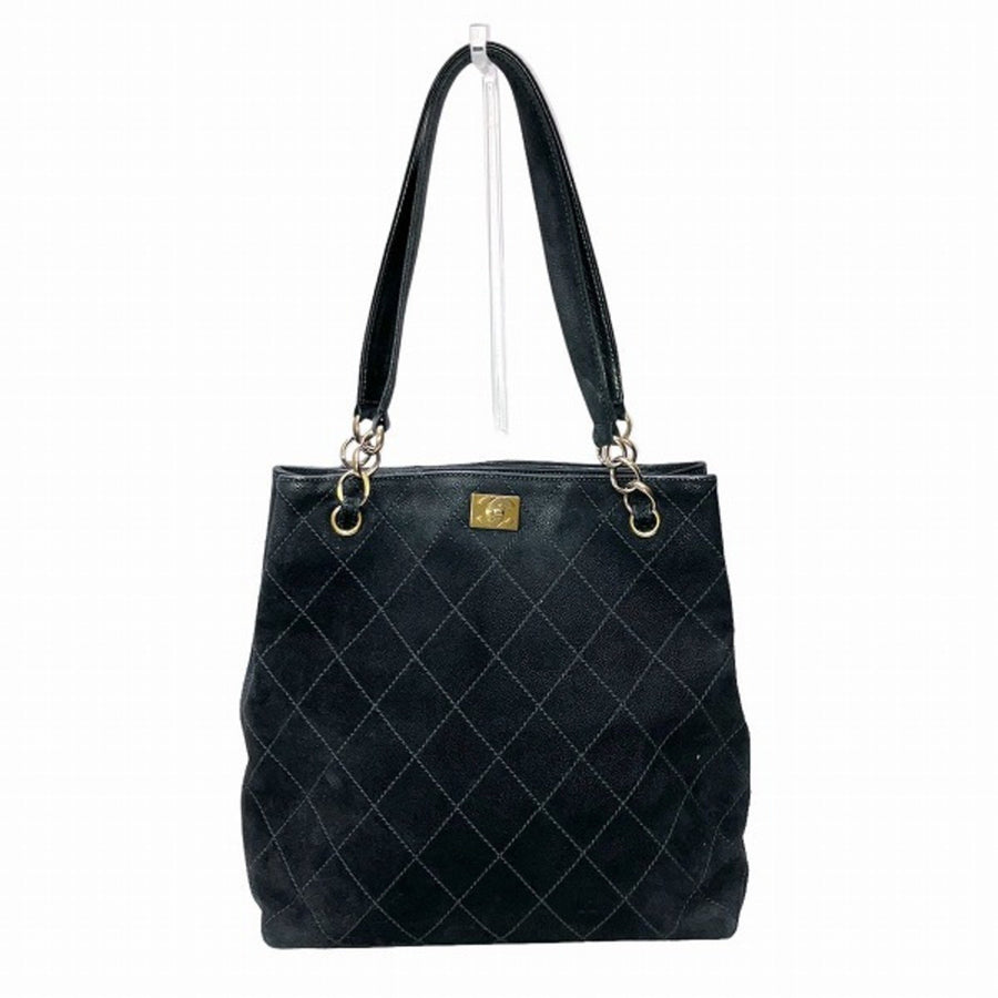 Chanel Classic Quilted Tote Suede Shoulder Bag