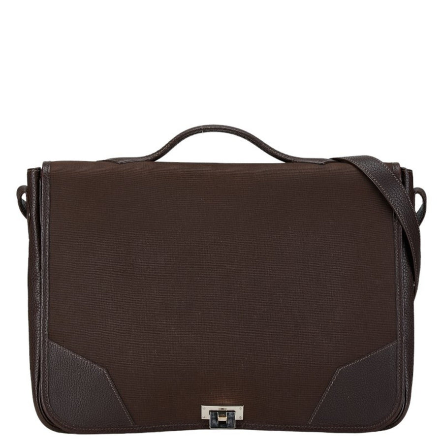 Hermes Canvas Leather Messenger Bag