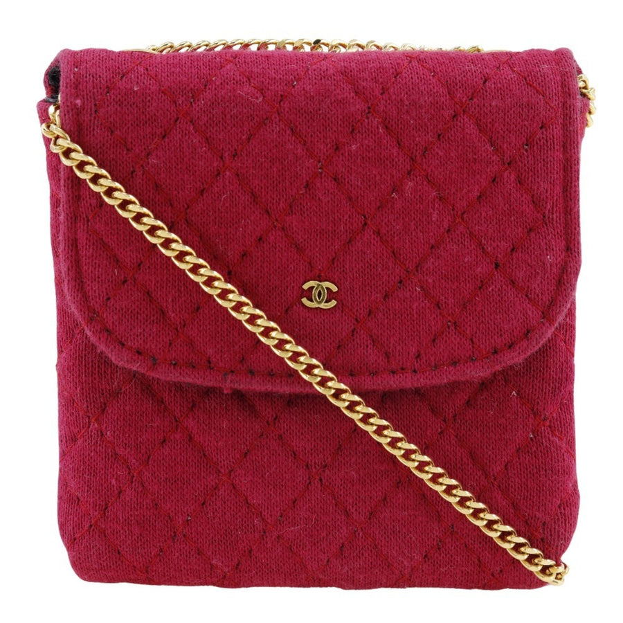 Chanel Quilted Chain Bag  Red Knit