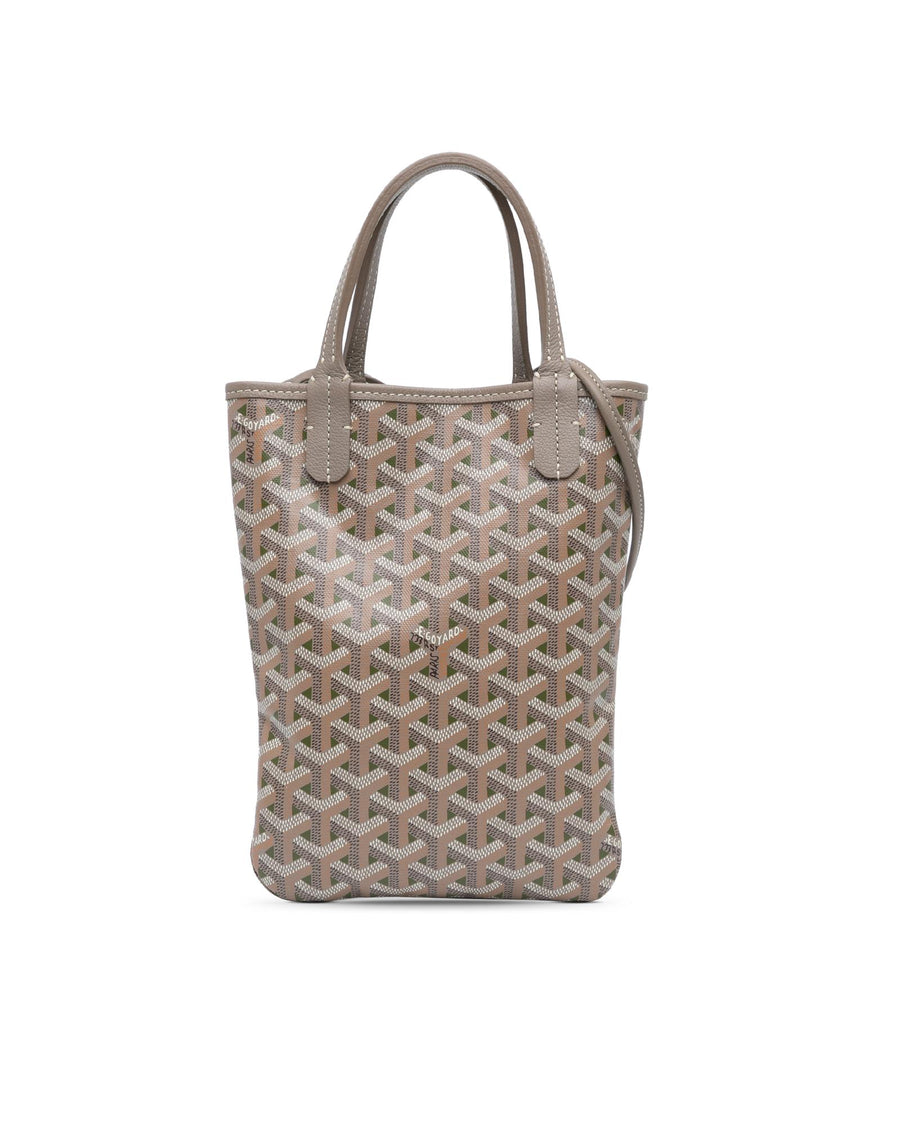 Goyard Coated Canvas Tote with Leather Trim and Detachable Strap