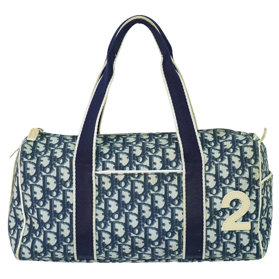 Dior Chic Canvas Handbag with Silver Hardware and Classic Pattern