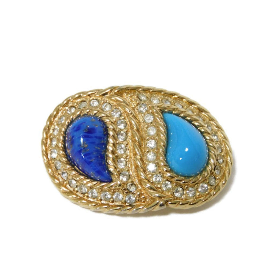 Dior Gold Plated Earrings with Color Stone Detailing