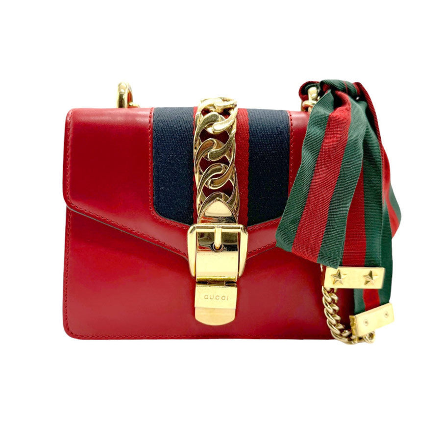 Gucci ylvie Mini Bag Red Leather Chain trap