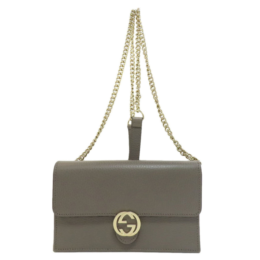 Gucci GG Marmont Chain Wallet taupe leather