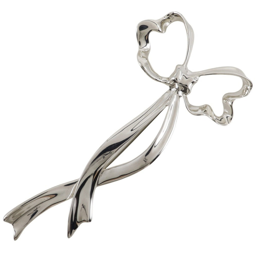 Tiffany & Co. Elegant Silver Ribbon Design Brooch