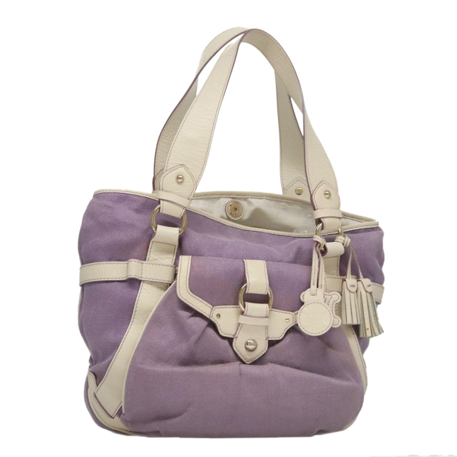 Celine Canvas Tote Bag with Handle Drop and Metal Fittings