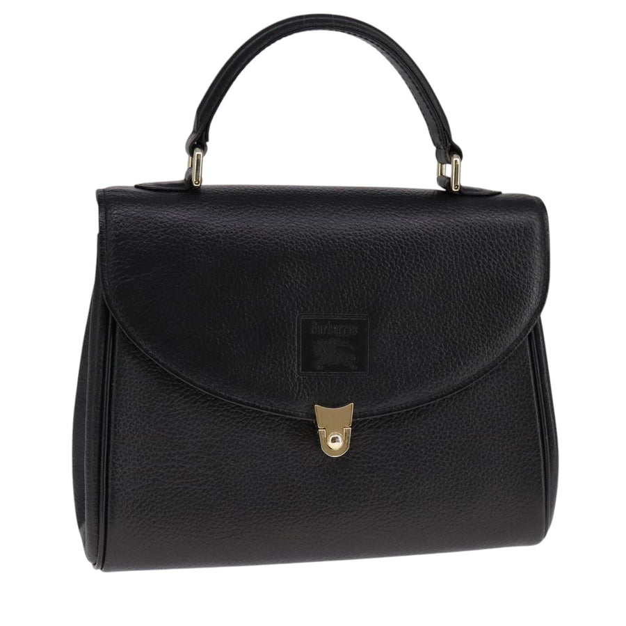 Burberry Leather Handbag with Handle Drop and Metal Fittings