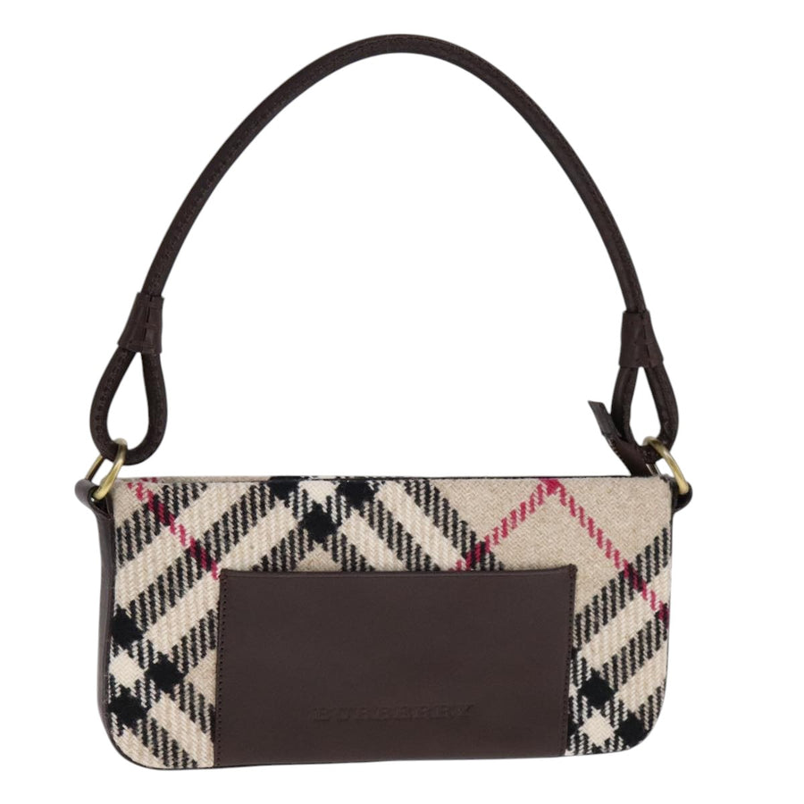 Burberry Nova Check Wool Shoulder Bag with Subtle Rubbing and Storage Odor