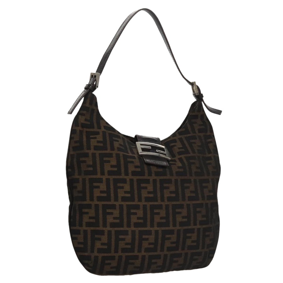 Fendi Zucca Canvas Shoulder Bag with Adjustable Strap