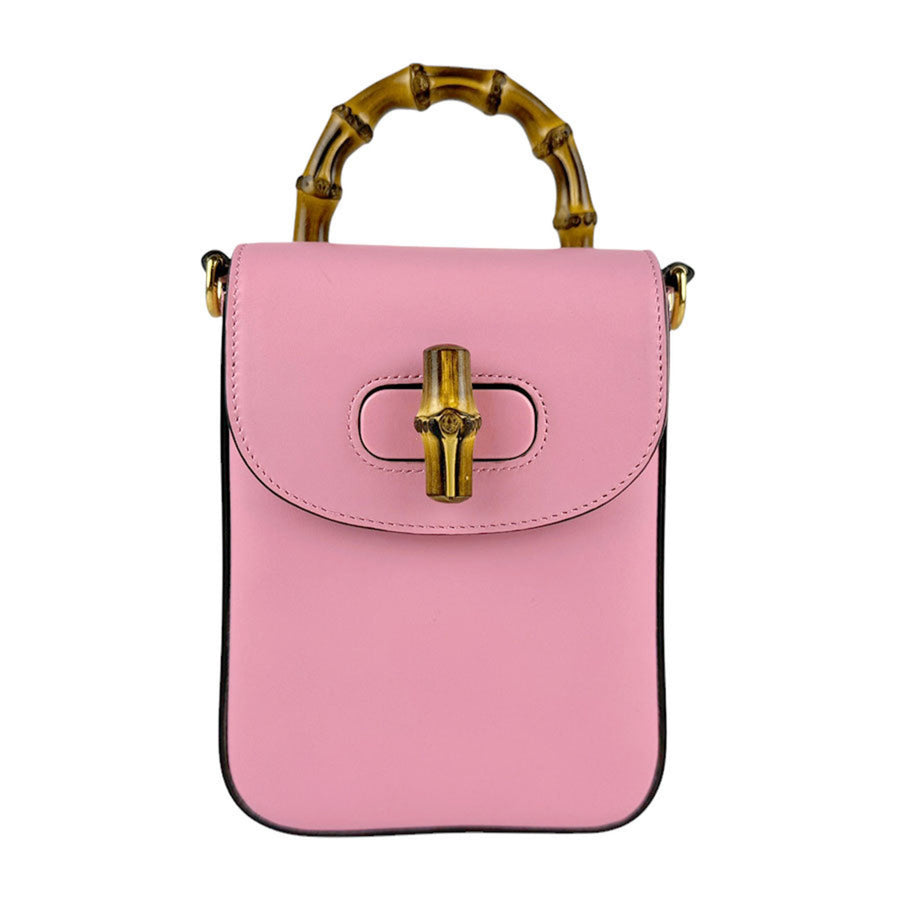 Gucci Leather Bamboo Shoulder Bag with Dust Bag and Strap