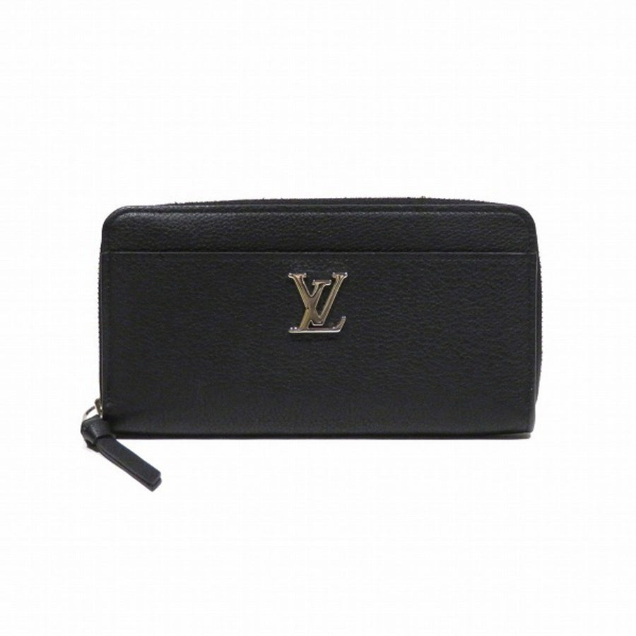 Louis Vuitton Lockme Leather Wallet with Sleek Design and Slightly Worn Look
