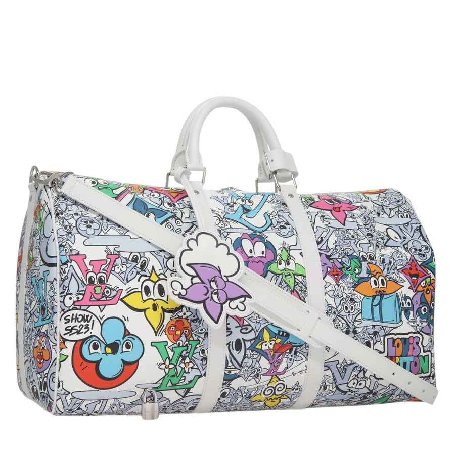 Louis Vuitton Luxury Canvas Travel Bag with Shoulder Strap and Lock