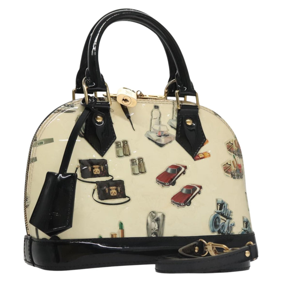 Louis Vuitton Patent Leather Handbag with Padlock and Shoulder Strap