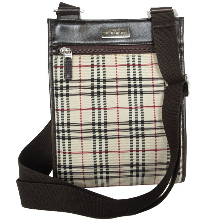 Burberry Canvas Nova Check Bag with Leather Accents
