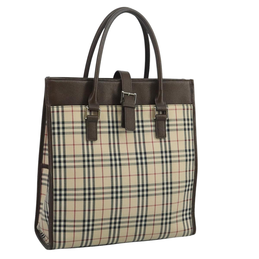 Burberry Nova Check Canvas Tote Bag with Handle Drop
