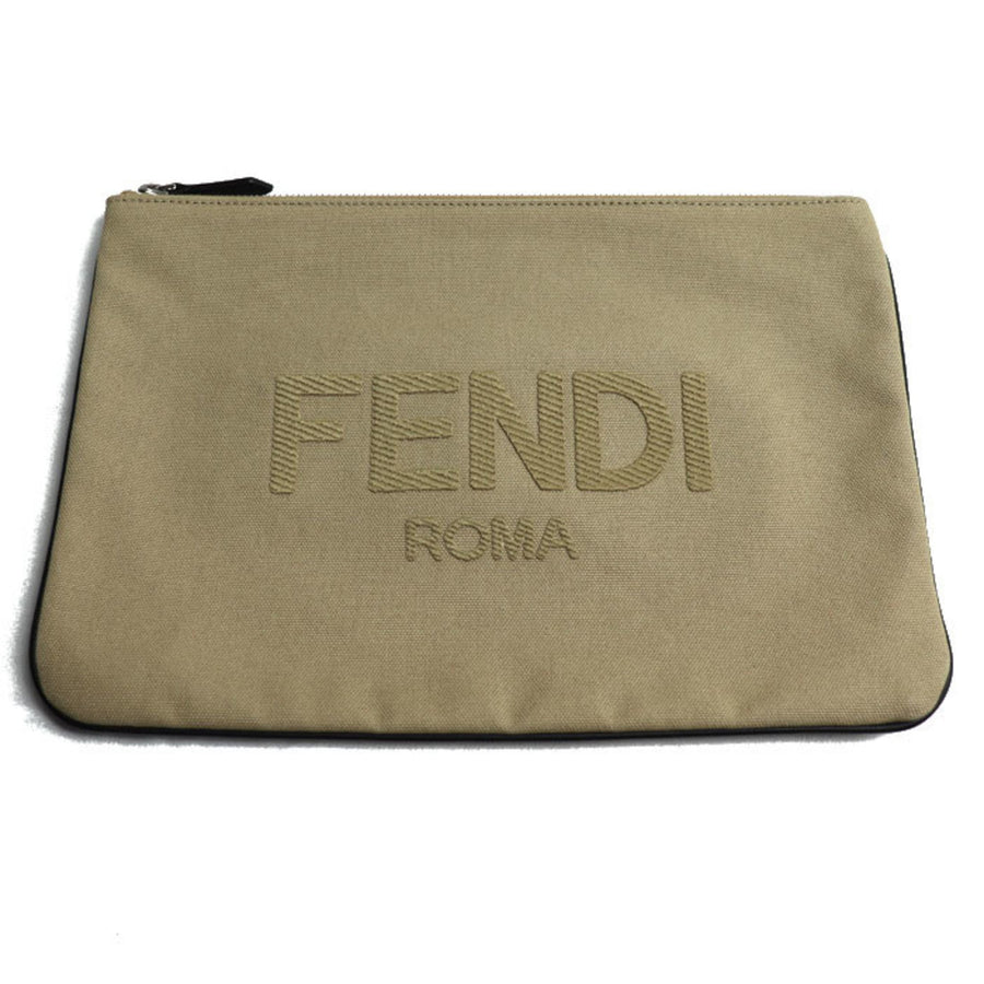 Fendi Cotton Clutch Bag with Dust Bag and Minimalist Design