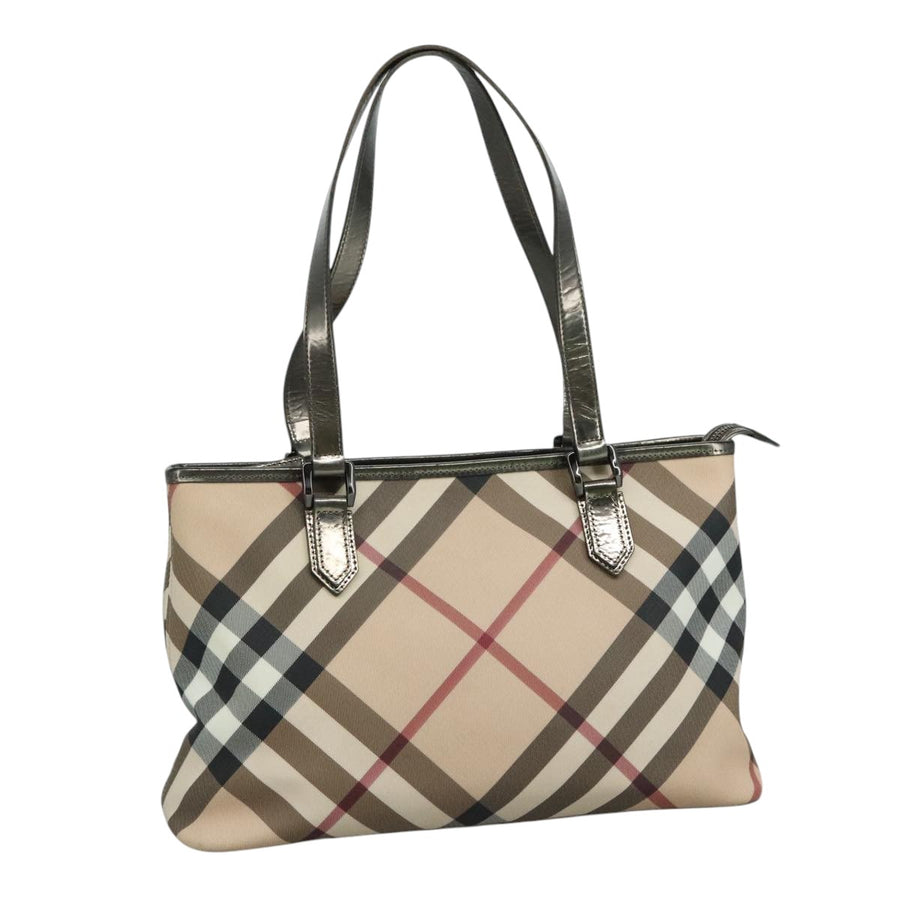 Burberry Nova Check Pattern Canvas Tote Bag with Dust Bag