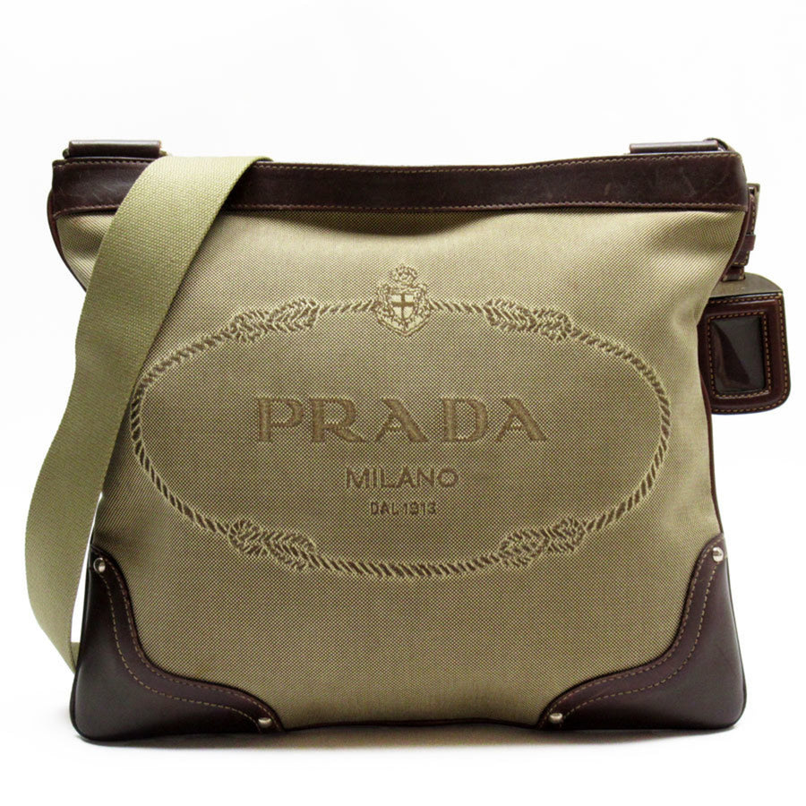 Prada Canvas Shoulder Bag with Embroidered Logo
