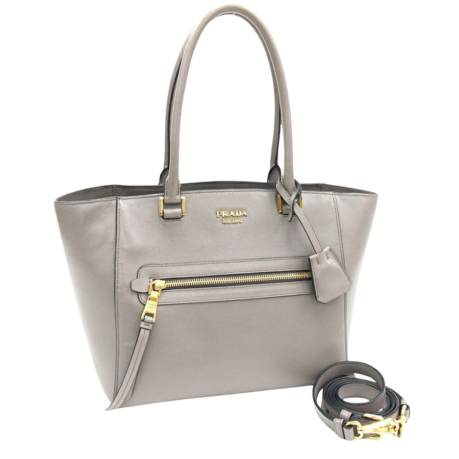 Prada Leather Shoulder Bag with Clochette and Dust Bag